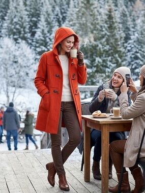 Talbots Deep Orange Wool Blend Toggle NWT Pea Coat MSRP $259